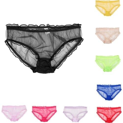 Women Ladies Fashion Sexy Lace Breathable Panties Underwear Lingerie Super Soft Mesh Underwear Transparent Briefs Knickers