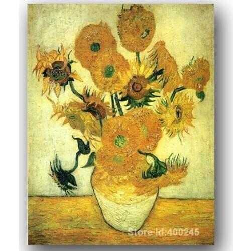 Famous art painting for living room Still Life Vase with Fourteen Sunflowers Vincent Van Gogh High quality Hand painted