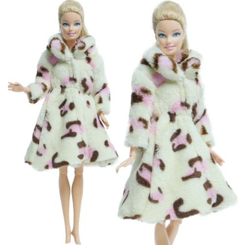 1 Pcs Handmade Elegant Lady Coat Dress Pink Warming Sweater Fur Casual Daily Wear Outfit Clothes for Barbie Doll Accessories Toy