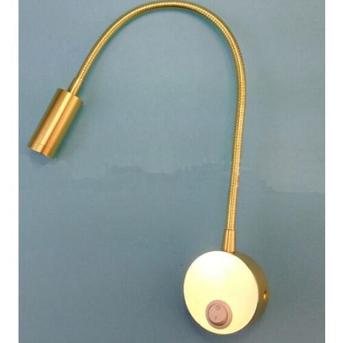 1W 3W 110V 220V Gold Body Led Gooseneck Wall Lamp