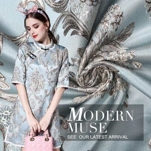 145cm widthTop Quality import Retro palace flower style Metallic Jacquard Brocade Fabric, 3D yarn dyed fabric for Women Dress
