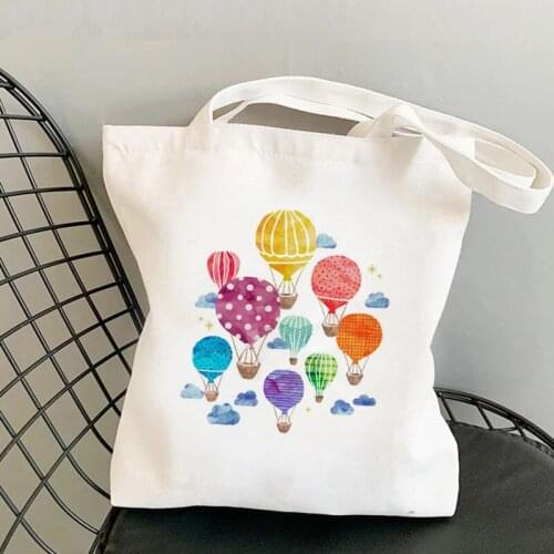 2021 Shopper Hot Air Balloon Night Printed Tote Bag women Harajuku shopper handbag girl Shoulder shopping bag Lady Canvas Bag