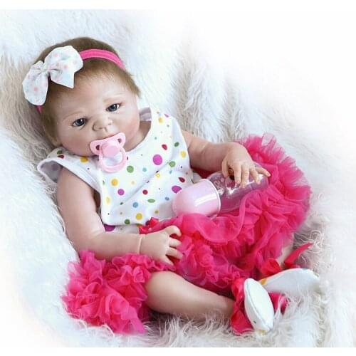 57cm Reborn Baby Dolls Real Silicone Doll Kids Toys Girls bebe gift bonecas reborn de silicone