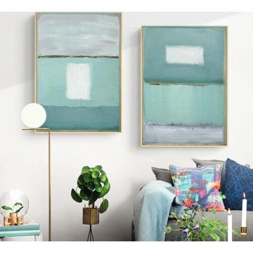 Abstract Wall Art Picture Green and White Geometric Square Nordic Poster And Print Modern Wall Painting For Living Room Decor