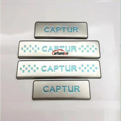 For Car Accessories Styling Renault Captur 2015-2019 Door Sill Scuff Plate Cover Stainless Pedal Protector Guards Auto-Sticker