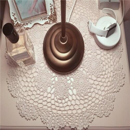 Free Shipping Pastoral Handmade Crocheted Diameter 50cm White Beige Tablecloth Sofa Chair Cover Palce Cup Coffee Mat Kitchen