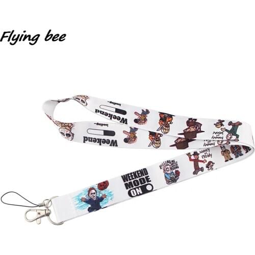 Flyingbee Horror Movie Killer Collection Key Chain Lanyard Gifts For Kids Students Friends Phone USB Badge Holder Necklace X1330