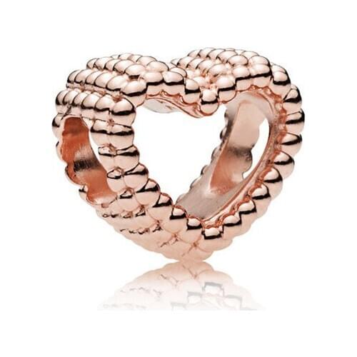 Beaded Heart Beads Rose Golden Jewelry Fit 925 Sterling Silver Charm Bracelet DIY Beads for Jewelry Making Fashion Kralen Charms
