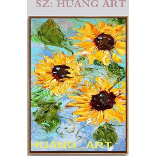 Flowers modern abstract art outfit yellow chrysanthemum knife flower oil painting wall decoration home hotel frameless