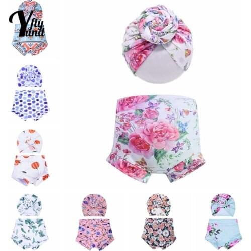 Yundfly Infant Soft Comfortable Braided Hat and PP Pant Set Cute Cartoon Print Knotted Baby Cap Fashion Plaids Shorts Photo Prop