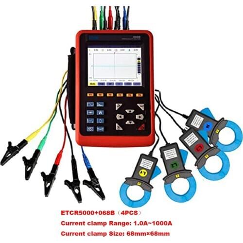 ETCR5000 Digital 3 Phase Power Analyzer Tester with ETCR068B Clamp Current Sensor Power Quality Monitor