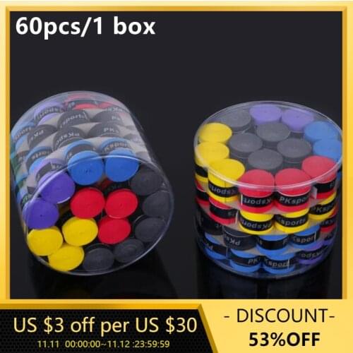 60 PCS Tennis Racket Overgrips Padel Over Grips Badminton Over Grips Sweat Absorbed Wraps Tapes Grips Sweatband