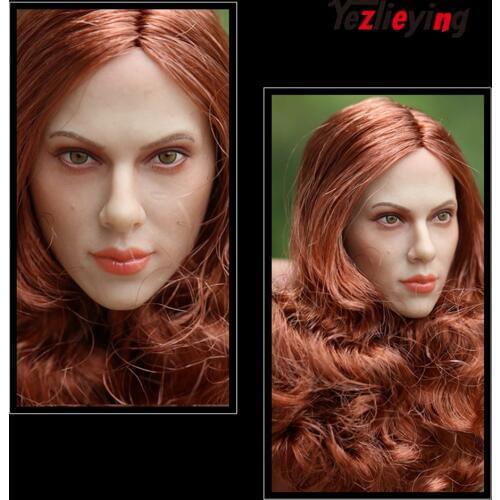 GACTOYS GC002 Black Widow 1/6 scale action figures 12inch head Modeling Scarlett Johansson Long RedBrown Hair Womens Head Model