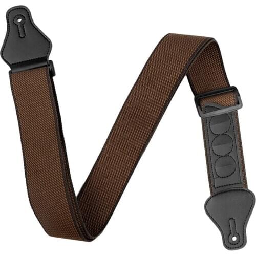 Guitar Strap with 3 Pick Holders 100% Soft Cotton Strap for Bass Electric & Acoustic Guitars (Coffee)