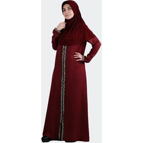 Cotton Viskonlu Sirm Patterned Red Prayer Gown
