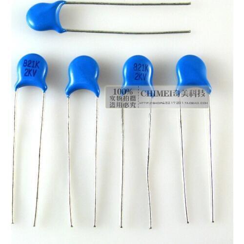 High-voltage ceramic capacitors 2KV 821K ceramic disc capacitors commonly used in high-voltage occasions