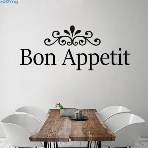 ZOOYOO Bon Appetit Creative Wall Sticker French Text Home Decor Dining Room Decoration Removable Wall Decals Art Murals