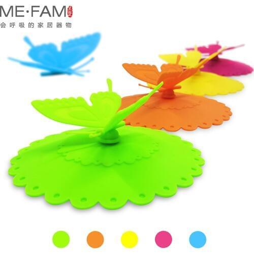 ME.FAM New Cute Silicone Butterfly Mug Cover Lace Flowers Lid Seal Anti-dust Glass Ceramic Plastic Tea Cup Cap Reusable Set of 3