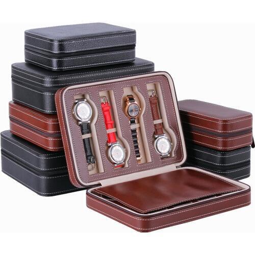 Multifunction Quality Leather Zipper Watch Bag Portable Leather Bag Watch Case 8 Sets Wristwatch Box Storage Fashion Watch Boxes