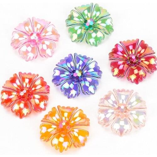 Fashion 30Pcs Petal Flower ABS Acrylic Rhinestone For Crystal Cabochons For Jewelry Making Decoration DIY Hairpin Accessories