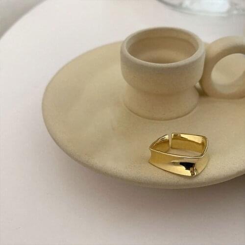 ALLNEWME Fashion Multiple Love Heart Chunky Chain Rings for Women Brass Gold Color Irregular Geometric Adjustable Opening Ring