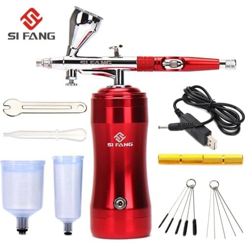 Airbrush Kit For Nail Art Face Paint Cake Coloring Spray Pen Gun With Rechargeable Airbrush Compressor Ink Cup Sprayer Tool