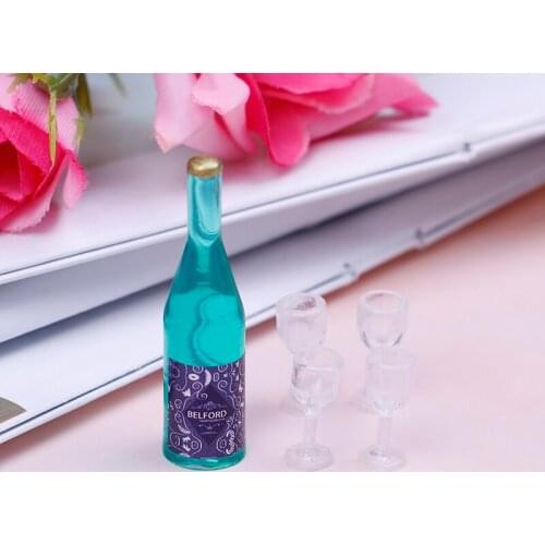 5PCS/Set Mini Wine Bottle With Four Glasses Doll house Cup Set Figure toy Resin Doll House Miniatures