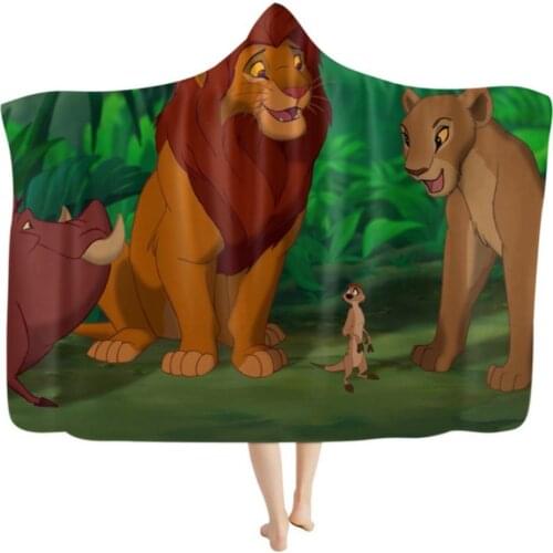 Disney Cartoon Lion King Simba Pattern Hooded Cape Magic Hat Comfortable Soft Blanket Children Nap Blanket Cartoon Home Textile