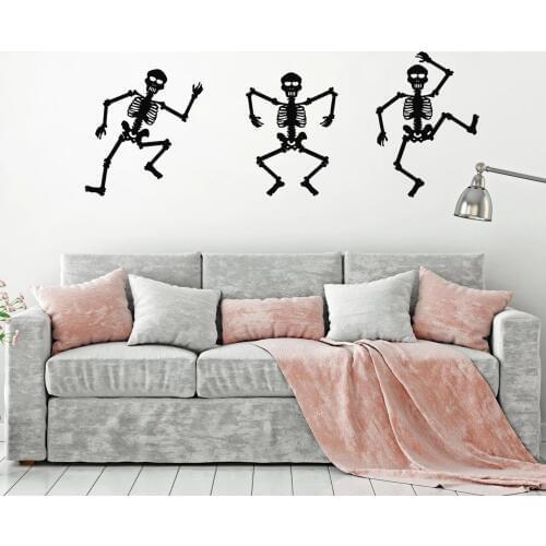 Wall Decal Dancing Skeletons Death Horror Art Skull Bones Door Window Vinyl Stickers Teens Bedroom Man Cave Decor Mural Q177