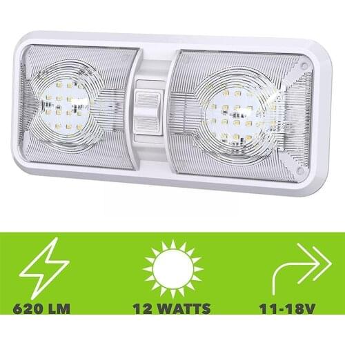 New RV 12V 48LED Interior Double Dome Ceiling Light Trailer Camper 2 Marine For Boat Color X3T3