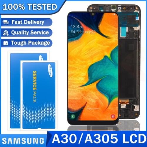 Super AMOLED Original LCD Display Touch Screen Digitizer for Samsung Galaxy A30 A305/DS A305F A305FD Replacement Part
