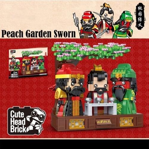 Peach Garden Sworn Brick Figures Heads History San Guo Romance of Three Kingdoms Model Building Blocks Bricks Toys For Children