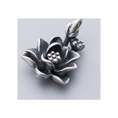925 Sterling Silver DIY Retro Lotus Yoga Zen Namaste Charm Pendant A2144