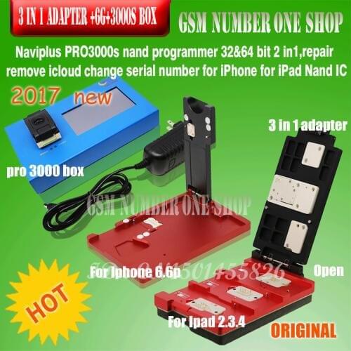 DHL / EMS IP NAVI PLUS pro3000S box chip programmer+Non-removal 3 in 1 adapter for ipad 2 3 4 32 & 64bit change SN bypass iCloud