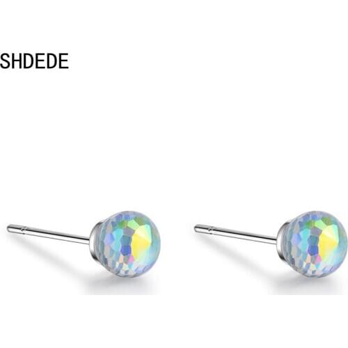 SHDEDE Korea Trendy Stud Earrings For Women Female Party Jewelry Gift Embellished With Crystals From Swarovski -X694