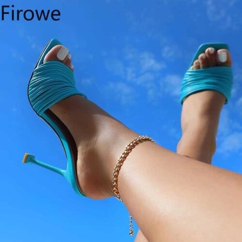 Firowe Women Square toe Slipper shoes Ladies Mules Sandals Sexy high heel Slides Ladies Women Slippers zapatos de mujer
