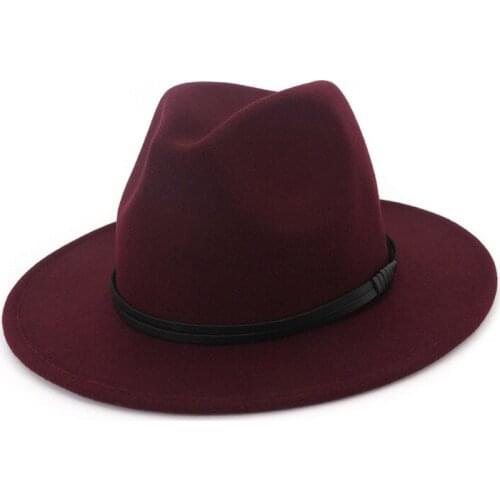 Unisex Wide Brim Wool Jazz Cap Gentleman Europe Formal Hat Black Floppy Jazz Flat Brim Fedora Hats Chevalier Hat 8 Colors