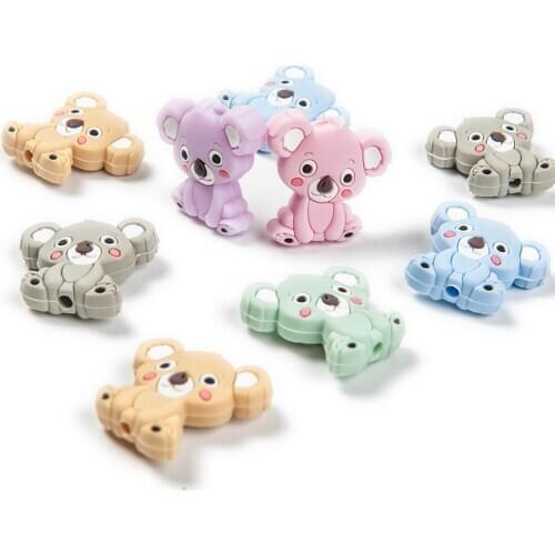 Cute-Idea 10pcs silicone koala animal cartoon pendant baby teether chewable teething Food Grade baby product toy BPA free
