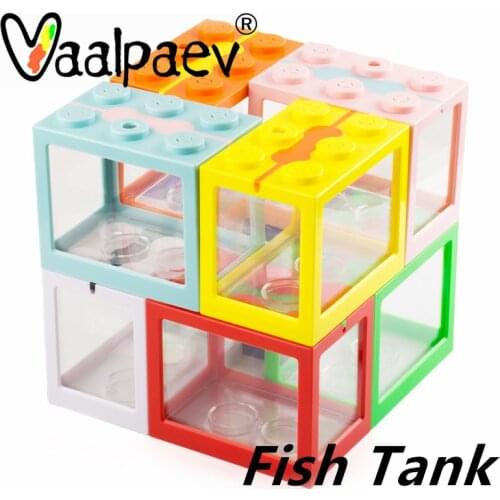 USB Light Blcoks Fish Tank With LED Lamp For Watching Bettafish Killifish Reptile Frog Micro Plants Landscape Creative DIY Toys