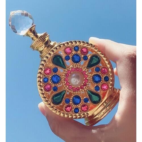 Vintage Metal Perfume Bottle Arab Style Essential Oils Dropper Bottle Container Middle East Weeding Decoration Gift Bottle 20ml