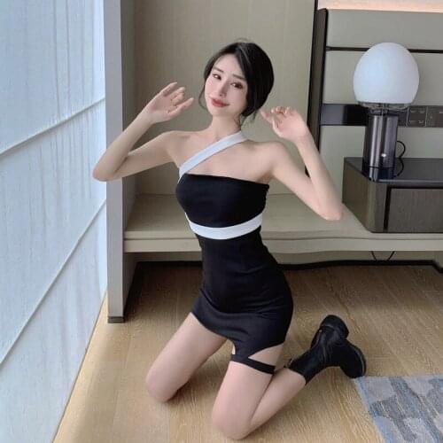 ZC3394 2021 summer new women fashion sexy temperament Wipe Breast Irregular slim dress cheap wholesale