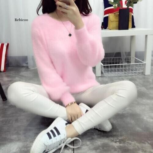 New Winter Casual Sweater Women Long Sleeve Loose Thick Turtleneck Pullovers Female Solid Mohair Ladies' Sweater Coat