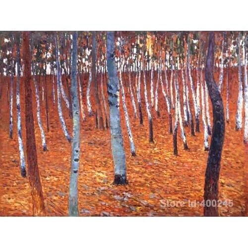 Golden Portrait Beech Forest I 36x48inch by Gustav Klimt Oil painting reproduction Hand painted High quality