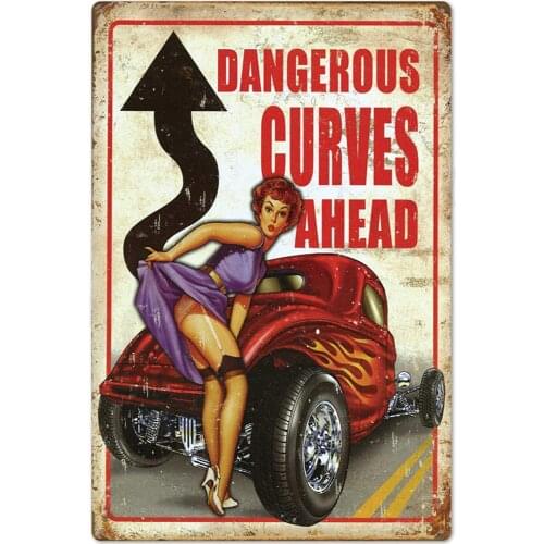 Zyalex Girl Tin Sign Plaque Metal Vintage Sexy Metal Sign Wall Decor for Bar Pub Club Man Cave Retro Signs Metal Painting 20x30