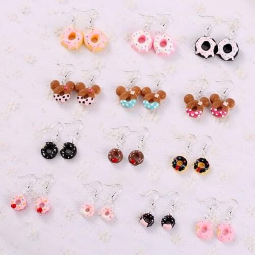 1pair Fashion Craft Resin donut Drop Earrings For Women Japan/Korean Fashion Jewelry Wholesale