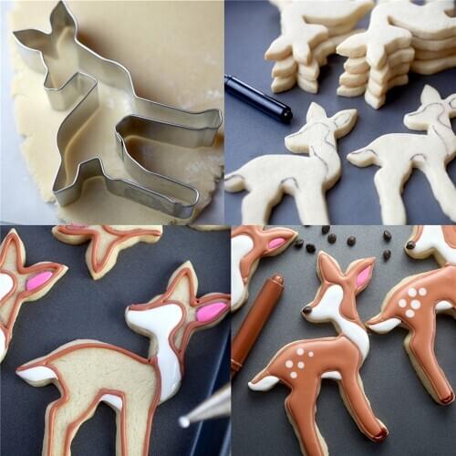 1Pcs Elk Running Deer Metal Cookie Cutters Mould Emporte Piece Biscuit Fondant Cutter Stamp Mold for Christmas Cake Decor