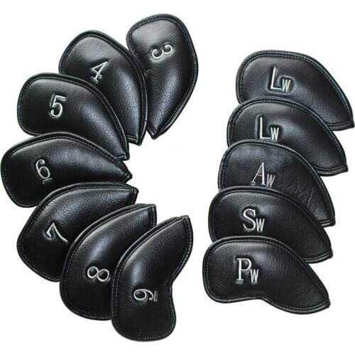12pcs Golf Club Putter Iron Head Cover Headcover Case Protector Holder Leather Black Golf Putter Accessories Sports Entertainmen