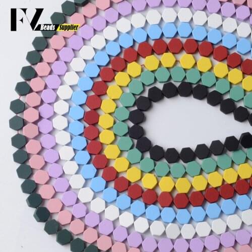 6mm Hexagon Natural Hematite Stone Beads Rubber Loose Spacer Beads For Jewelry Making Findings Diy Bracelet Charms Accessories