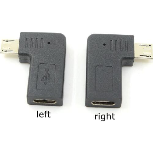 90 Degree L Shape Micro USB Male To Type C Female Converter Adapter Right Left Angle Connector For Samsung S7 Xiaomi Huawei