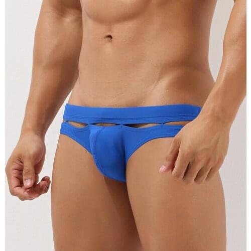 A168 new sexy hollow swimsuits men pure color triangle swim briefs men hot swimming pool swimwear bikinis bathing suit beachwear